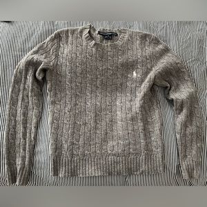 Ralph Lauren Sport Gray Cable Knit Wool Sweater